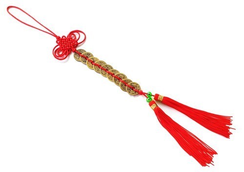 Feng Shui Nine Emperor Coins Tassel with Mystic Knot