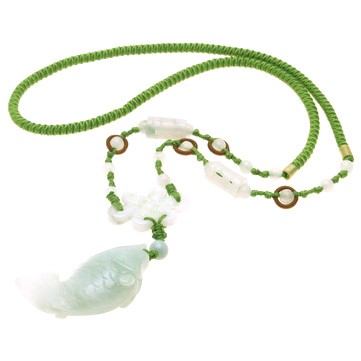 Jade Carp Fish with Mystic Knot Necklace