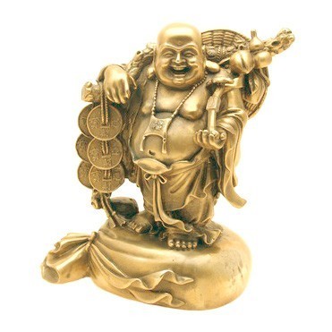 Bronze Laughing Buddha Holding A Ru Yi