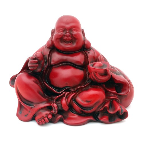 Laughing Buddha holding an Ingot