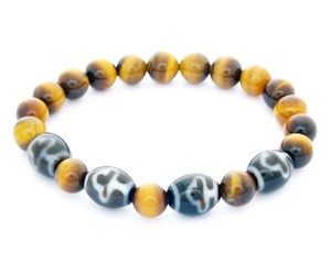 Bodhi Tree Dzi Beads with Natural Tiger Eye Bracelet