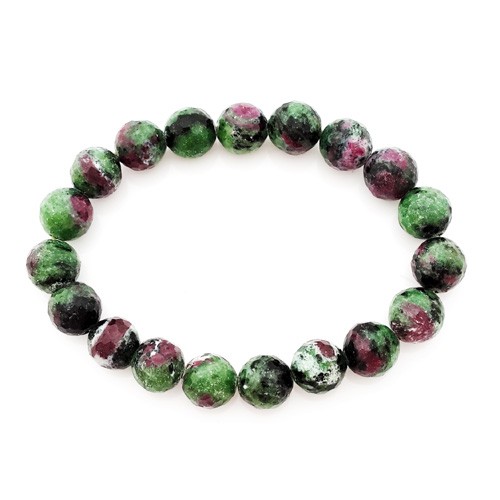 Natural Ruby Zoisite Faceted Round Beads Crystal Bracelet