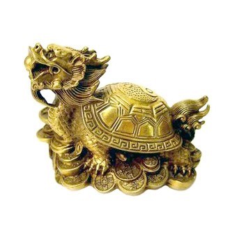 Bronze Dragon Tortoise with a Bagua Shell