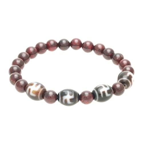 Hotu Dzi Beads with Natural Red Garnet Bracelet