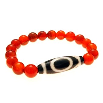1 Eyed Dzi Bead with Natural Red Agate Bracelet