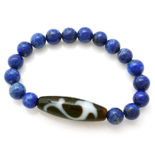 The Ru Yi Dzi Bead with Natural Lapis Lazuli Bracelet