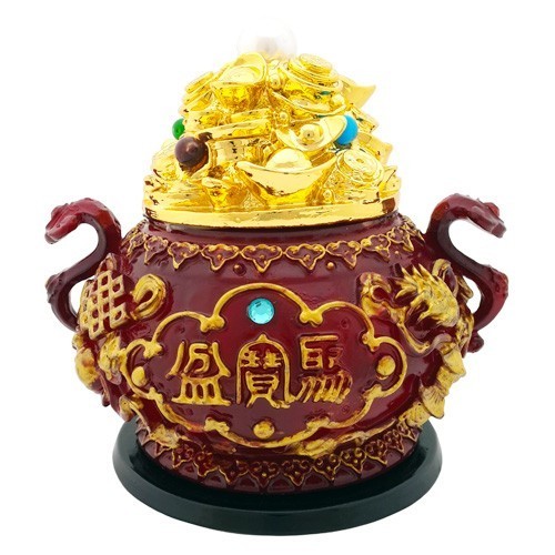 Overloaded Wealth Pot with 8 Auspicious Objects