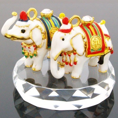 A Pair of Bejeweled White Elephants