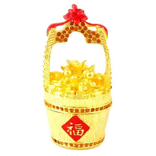 Bejeweled Overloaded Wealth Bucket for Prosperity and Good Fortune