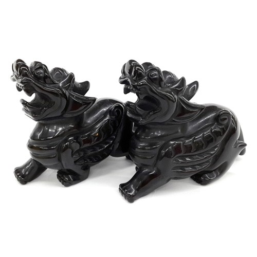 A Pair of Black Obsidian Feng Shui Pi Yao