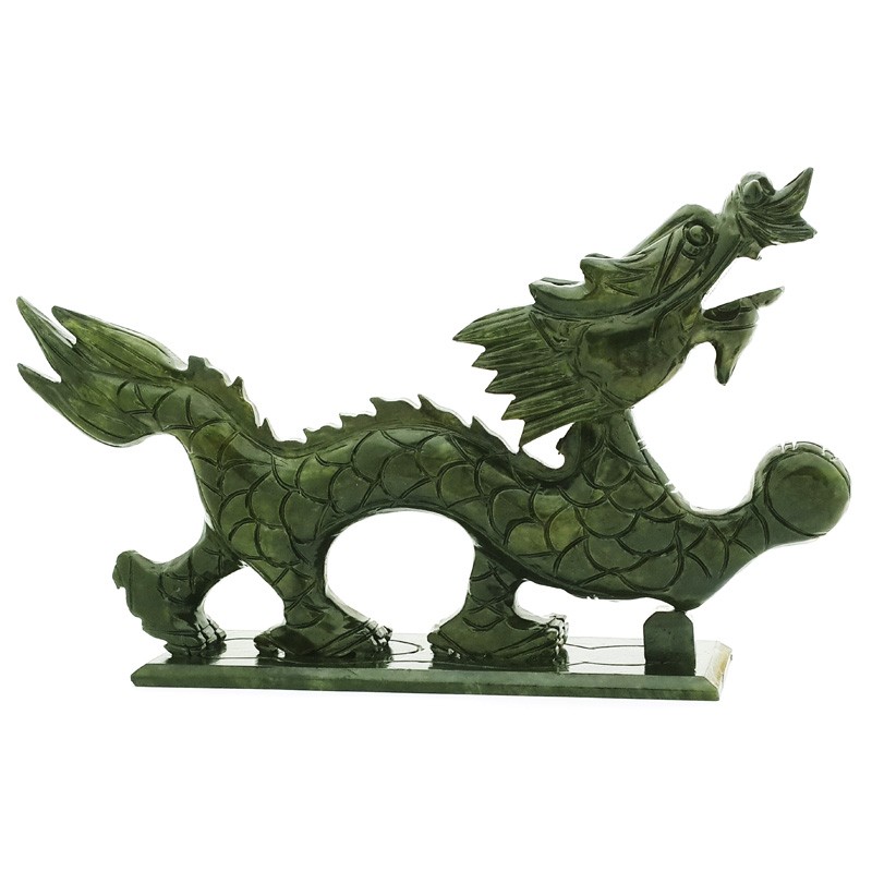 Good Fortune Natural Green Jade Dragon