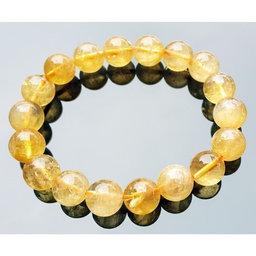 Citrine Bracelet Feng Shui Bracelet 10 MM  Natural Citrine Stone Solar Plexus Chakra Meditation Bracelet Handmade
