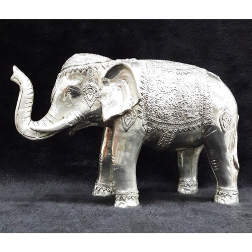 11cm Old Chinese Silver Folk Feng Shui Animal Elephant heffalump Lucky Statue 
