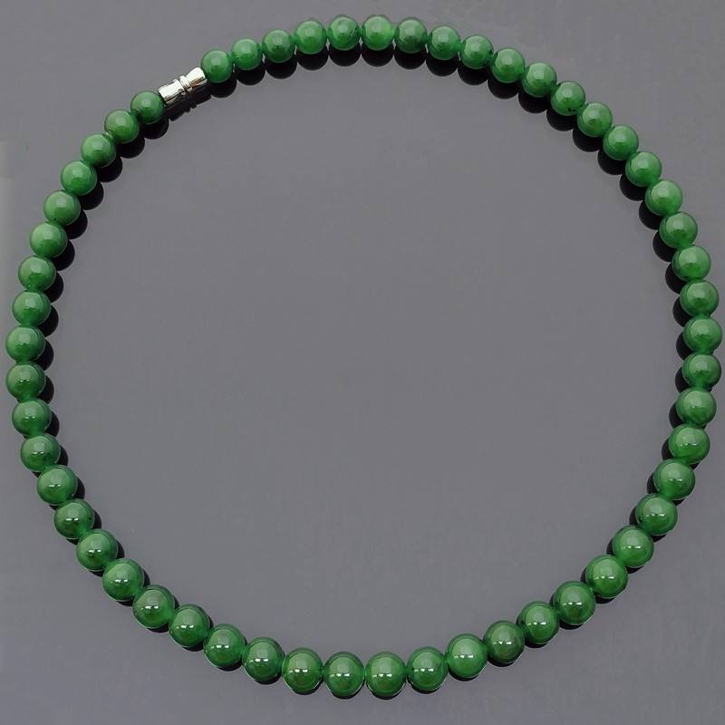100% Natural Hetian Green Jade Nephrite Feng Shui Lucky Necklace