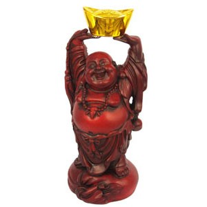 Laughing Buddha Lifting A Huge Ingot - Rosewood