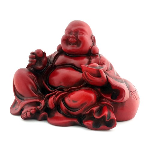 Laughing Buddha holding an Ingot