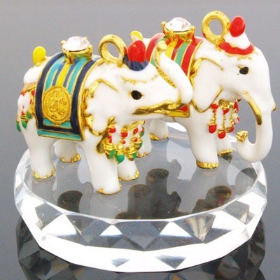 A Pair of Bejeweled White Elephants