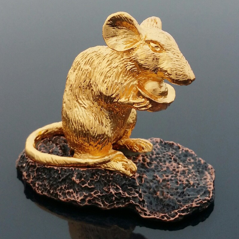 24K Gold Plated Rat Figurine