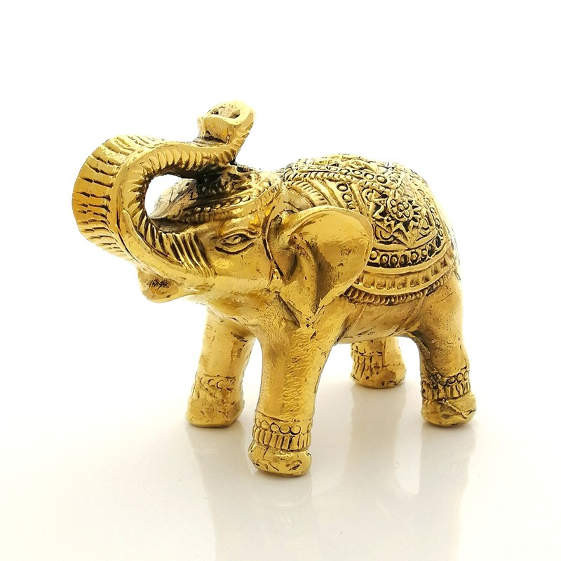 Feng Shui Sculpture Elephant Bronze Mini Statue with Rising Trunk