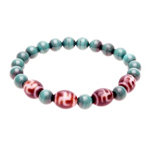 Hotu Dzi Beads with Natural Malachite Bracelet