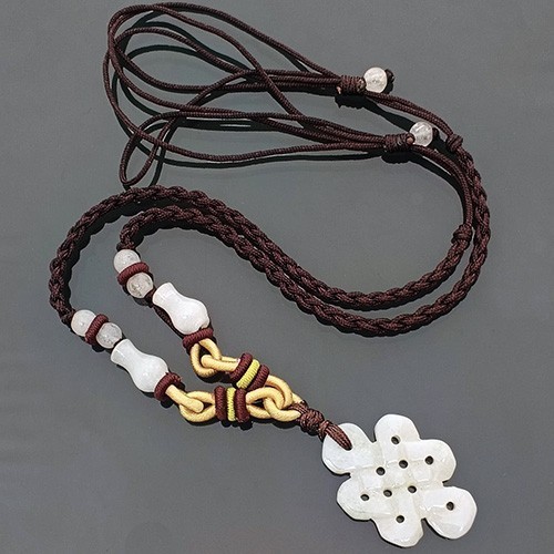 Jade Mystic Knot Necklace (Vertical)