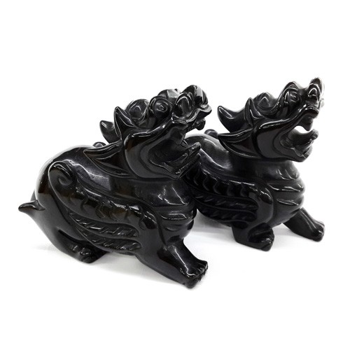 A Pair of Black Obsidian Feng Shui Pi Yao