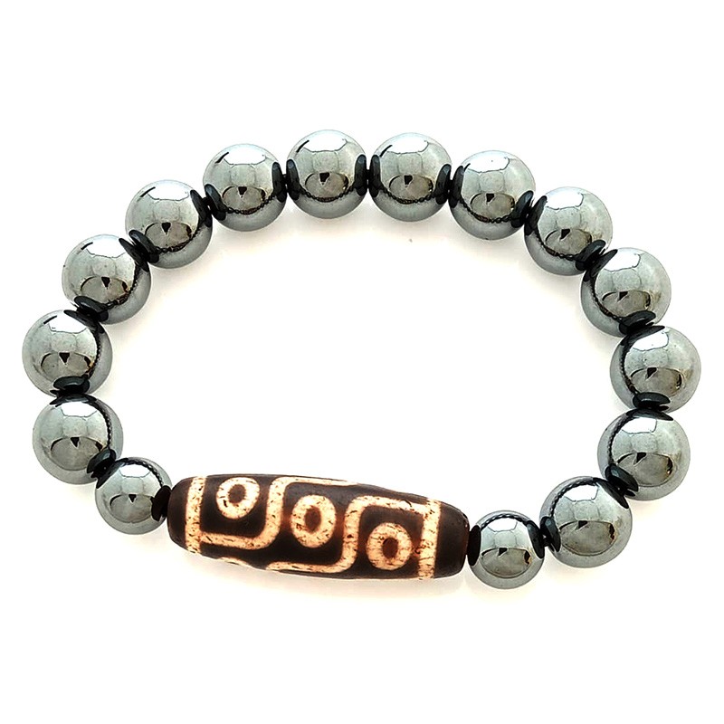 Authentic Tibetan OLD Agate 9 Eyes dZi Bead Bracelet for Wealth and Success