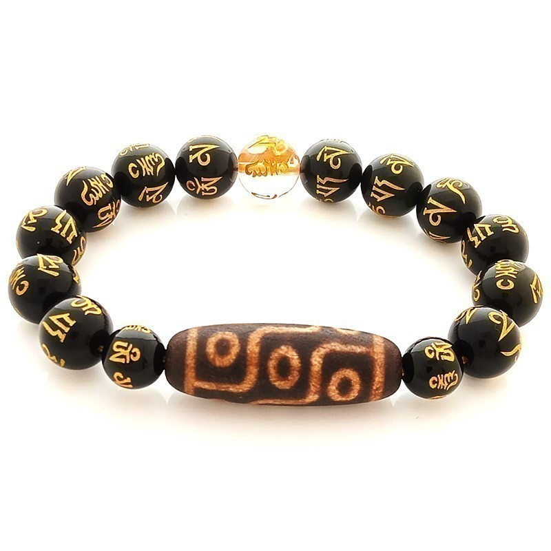 Authentic Tibetan OLD Agate 9 Eyed dZi Bead Bracelet for Wealth and Success
