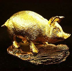 24K Gold Plated Pig Figurine