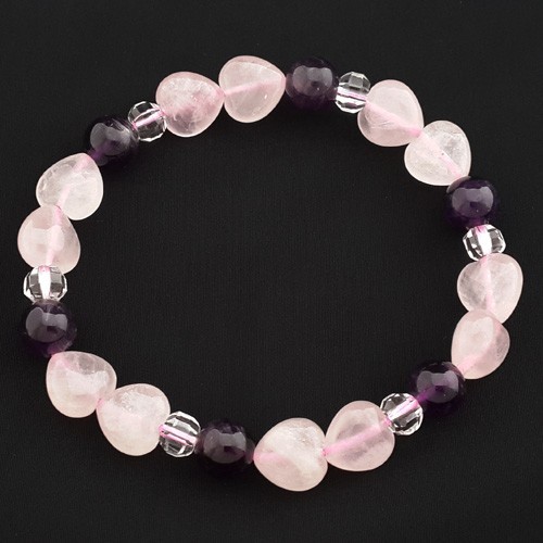 Rose Quartz Amethyst Crystal Bracelet for New Love