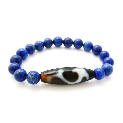 The Ru Yi Dzi Bead with Natural Lapis Lazuli Bracelet