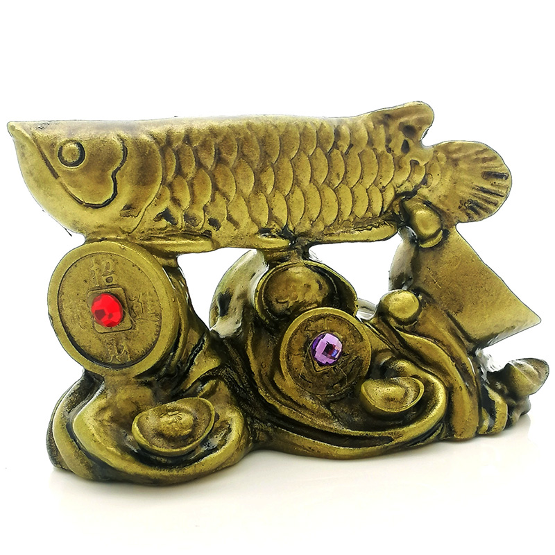 Arowana on a Bed of Coins and Ingots - Bronze