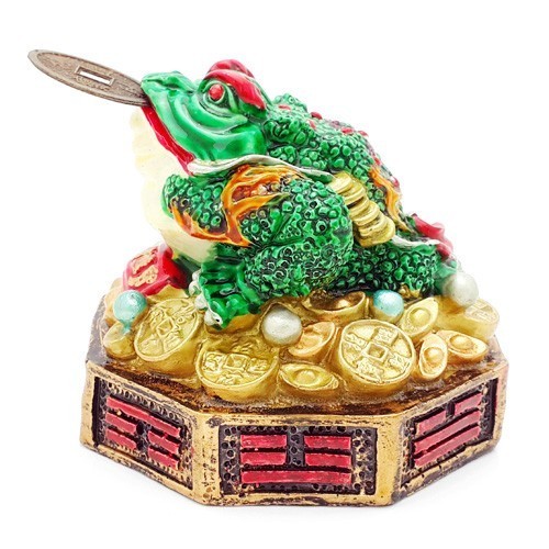 Three Legged Toad on Bed of Ingots, Coins and Bagua