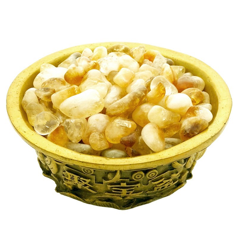 Feng Shui Wealth Bowl with Natural Citrine Pebbles