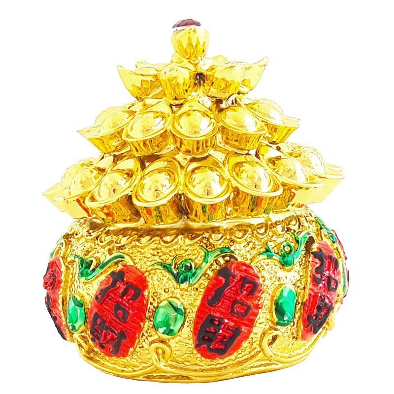 Overloaded Wealth Pot with Golden Ingots and Coins