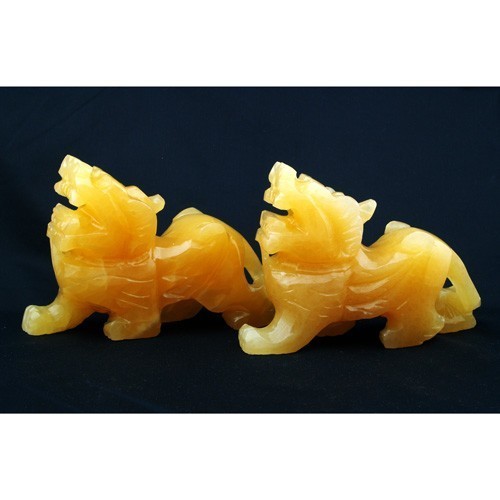 A Pair of Yellow Jade Pi Yao