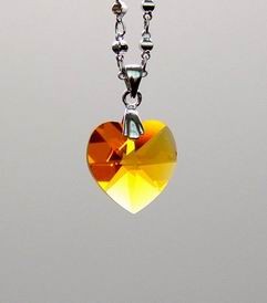 Yellow Heart-Shape Crystal Pendant for Wealth and Money Luck