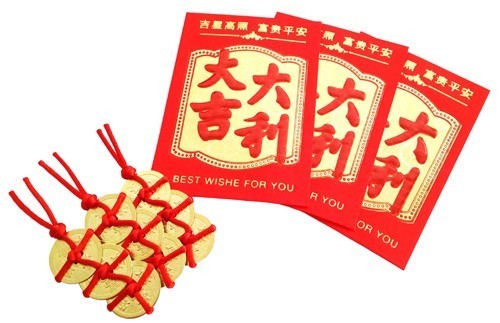 Red Packet with 3 Gold Coins - 3pcs per set