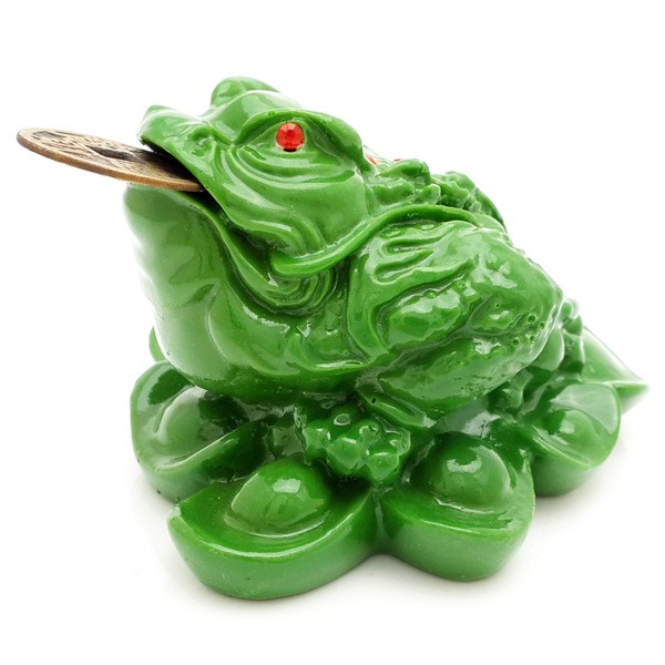 Three Legged Toad on Bed of Ingots - Green