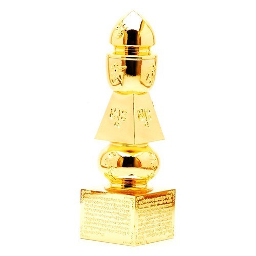 Golden 5 Element Pagoda with Mantra - 12 Inch