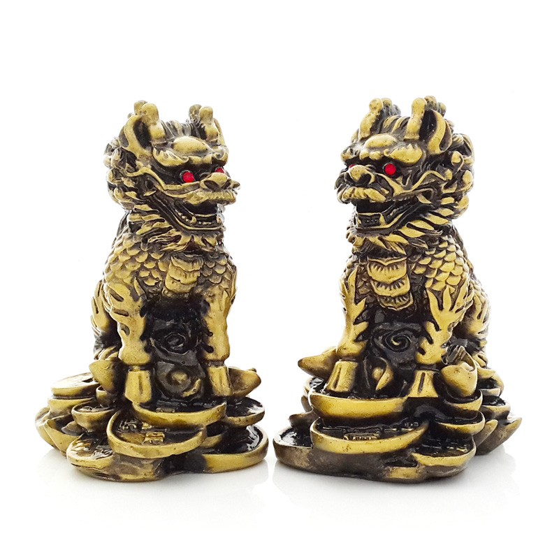 A Pair of Resting Chi Lin - Bronze