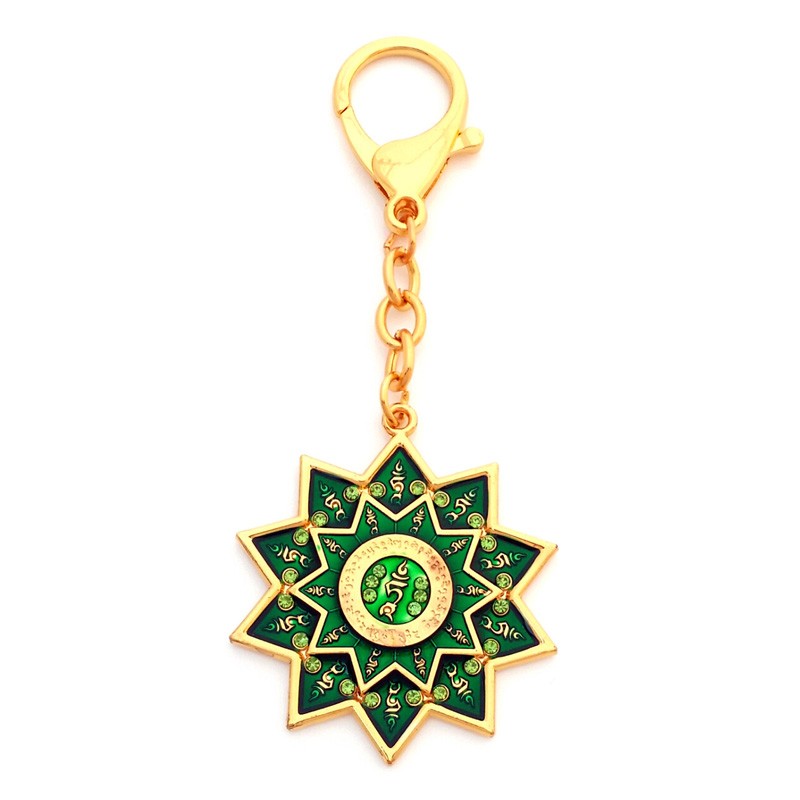The Green Tara Protection Wheel Amulet Keychain