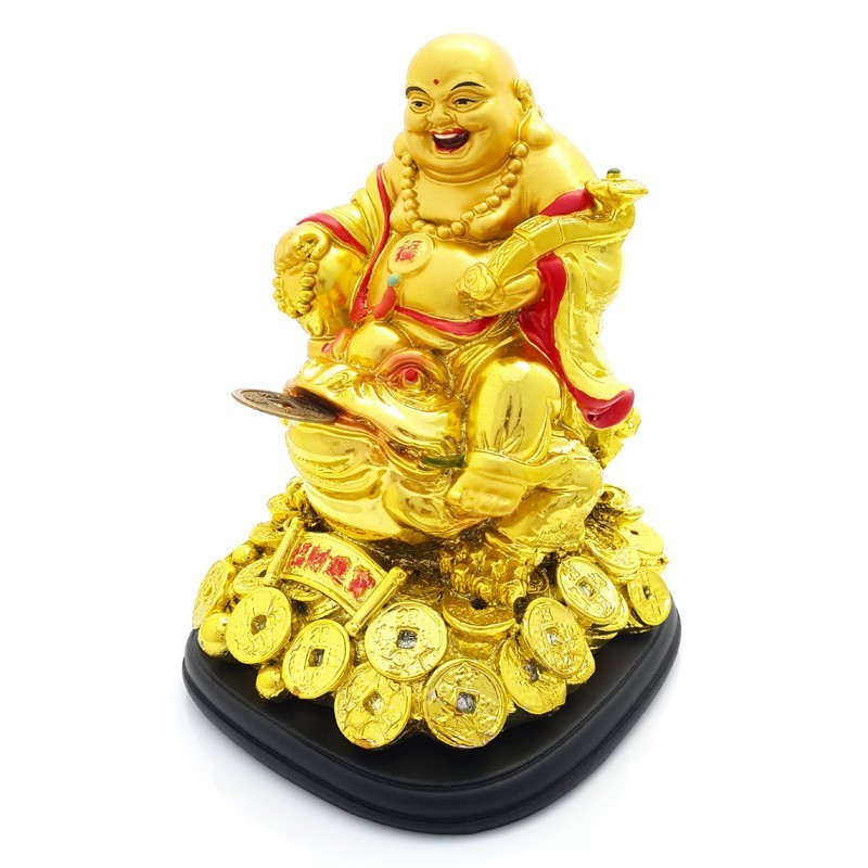Golden Laughing Buddha on Money Frog