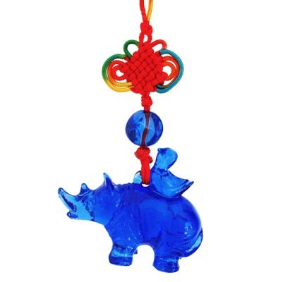 Liuli Blue Rhinoceros Tassel for Protection