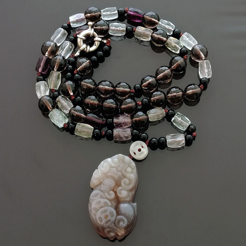 Feng Shui Pi Yao Pi Xiu Agate LUCKY Amulet Necklace