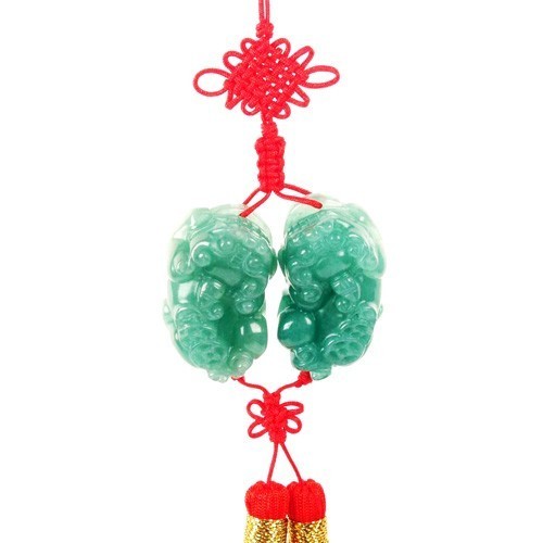 Natural Aventurine Double Pi Yao Tassel for Good Fortune and Protection