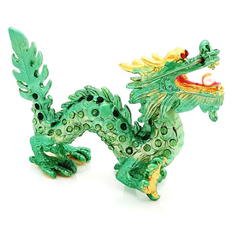 Bejeweled Auspicious Green Dragon For Good Fortune