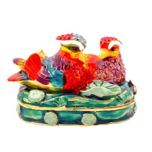 Bejeweled Mandarin Ducks For Love and Romance Luck
