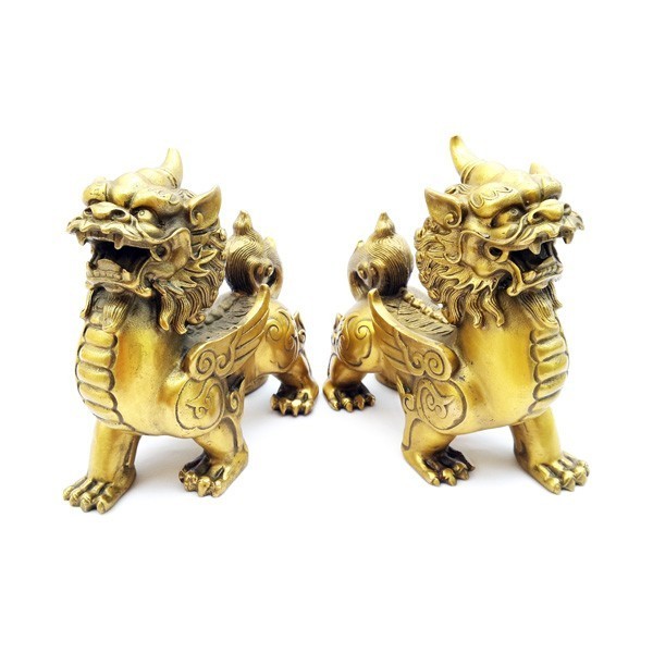 A Pair Of Bronze Flying Pi Yao For Protection and Good Fortune