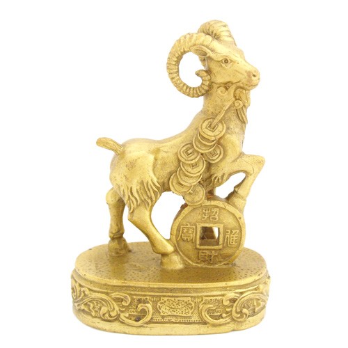 Bronze Wealth Goat Carrying Auspicious Lucky Coins
